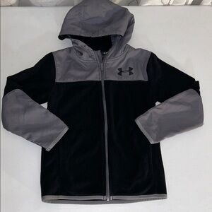 Under Armour UA Boy’s Black Gray Fleece Full Zip Jacket Size 7